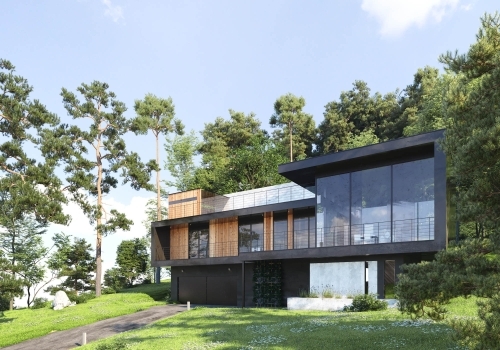 Facaderens af moderne hus